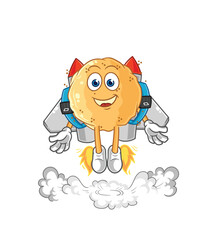 sand ball with jetpack mascot. cartoon vector