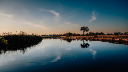 Abenddämmerung auf dem Kwando Fluss, Caprivi, Namibia