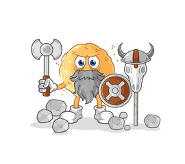 sand ball viking with an ax illustration. character vector