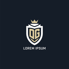 Initial letter OG shield and crown logo style, esport team logo design inspiration © Adef