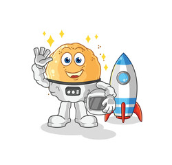 sand ball astronaut waving character. cartoon mascot vector