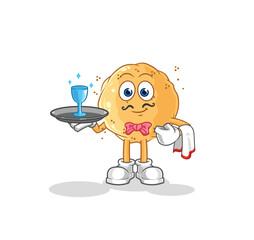 sand ball waiter cartoon. cartoon mascot vector