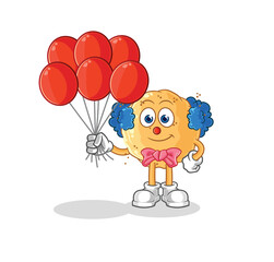 sand ball clown with balloons vector. cartoon character