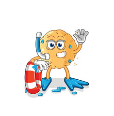 sand ball swimmer with buoy mascot. cartoon vector