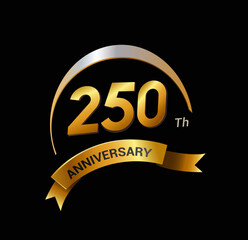 250 years golden with swoosh anniversary logo celebration
