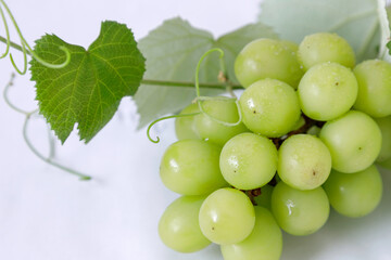 白いテーブルに置かれたぶどう