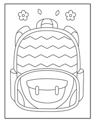 School bag coloring page for kids