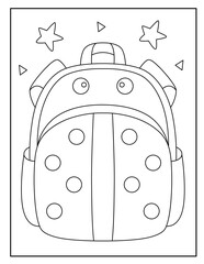School bag coloring page for kids