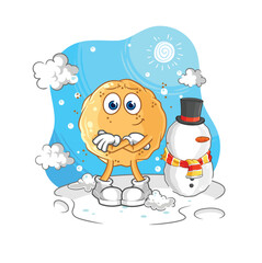 sand ball in cold winter character. cartoon mascot vector