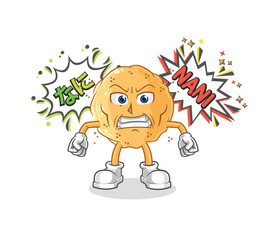 sand ball anime angry vector. cartoon character