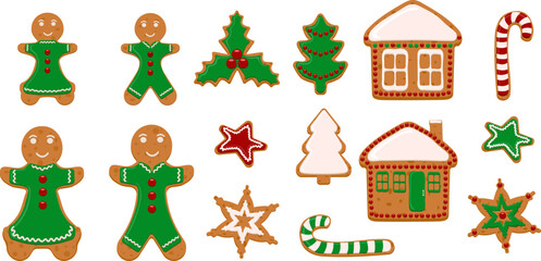 a set of Christmas cookies of different shapes