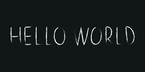 Doodle cosmos lettering in childish style. Hand drawn abstract space text hello world. Black and white.