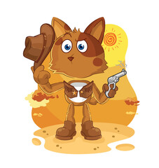 dog cowboy with gun character vector