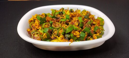 Egg Bhindi Called Okra with Egg, Egg Bhindi a Tasty Dish in India, Egg Bhindi Fry