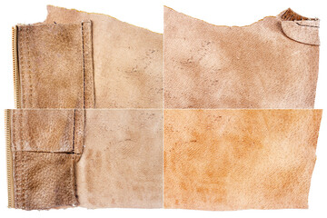 Collection of brown leather textures