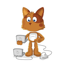 dog with laptop mascot. cartoon vector