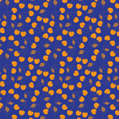 Yellow Cherry pattern on blue