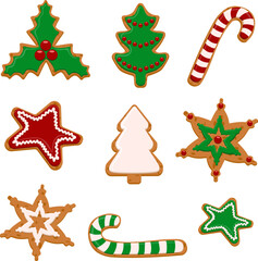 a set of decorated christmas ginger cookies