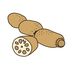 野菜のイラスト　農産物　食べ物　食材　食品　れんこん