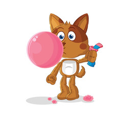 dog chewing gum vector. cartoon character