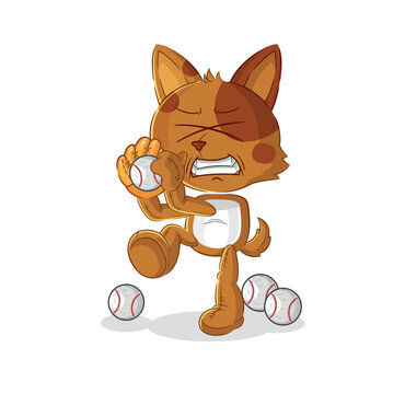 dog baseball pitcher cartoon. cartoon mascot vector