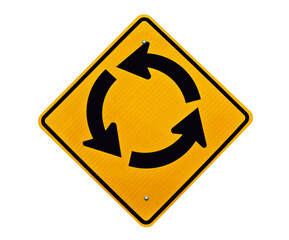 Roundabout traffic circle sign isolated.