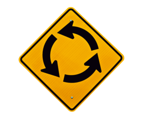 Roundabout traffic circle sign isolated.