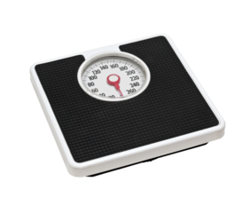 Old bathroom weight scale isolated. 