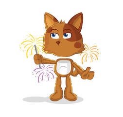 dog with fireworks mascot. cartoon vector