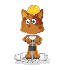dog drill the ground cartoon character vector