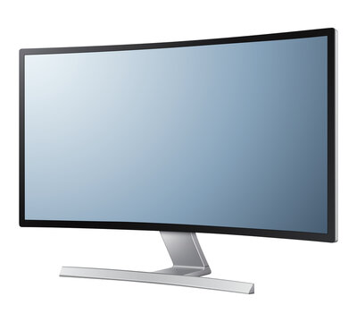 Modern monitor with curved screen isolated, 3d icon illustration.