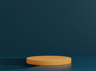Empty cylinder podium on minimal background. Abstract minimal scene with geometrical forms. Design for product presentation. 3D rendering.
