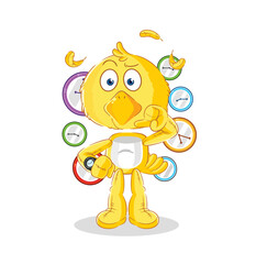 chick with wristwatch cartoon. cartoon mascot vector