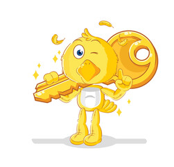 chick carry the key mascot. cartoon vector