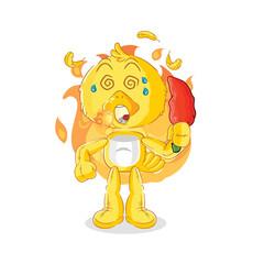 chick eat hot chilie mascot. cartoon vector