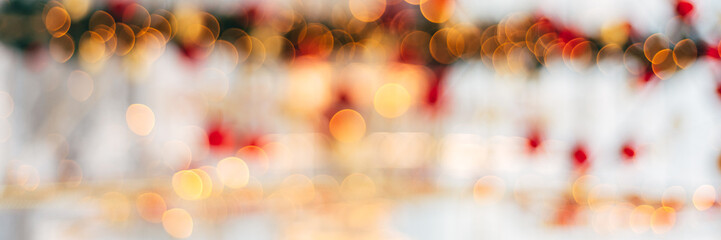 Blurred image of Christmas and New Year time, amazing Xmas decorations and lights