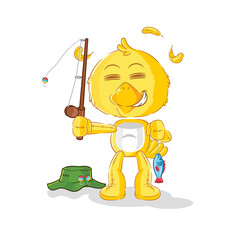 chick fisherman illustration. character vector