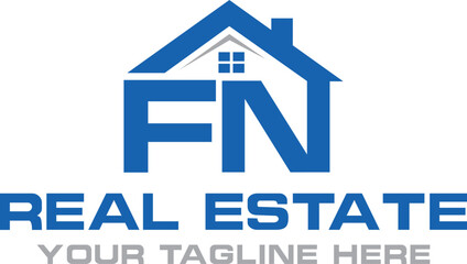 FN letter initial-Construction-home-real-estate-building-property-monogram-logo-design