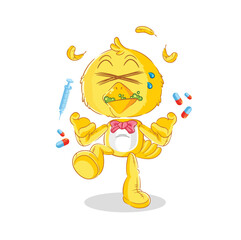 chick drug overdose. cartoon illustration