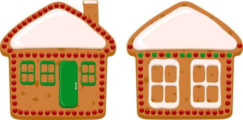 two Christmas gingerbread cookies in the form of a house