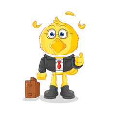 chick office worker mascot. cartoon vector