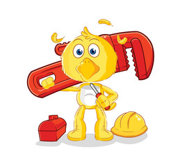 chick plumber cartoon. cartoon mascot vector © dataimasu