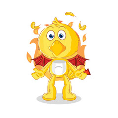 chick demon with wings character. cartoon mascot vector