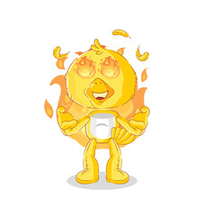 chick on fire mascot. cartoon vector