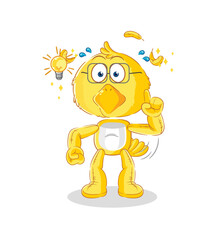 chick got an idea cartoon. mascot vector