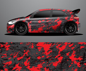 Rally car decal graphic wrap vector, abstract background