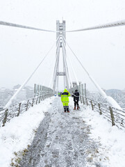 Izmit, Kocaeli Turkey - February16, Feb 2022. Snowfall at Necmettin Erbakan Bridge, İzmit