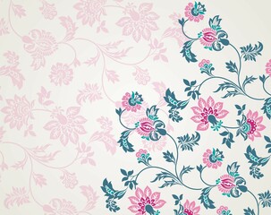 Colorful paisley floral pattern , textile swatch , India	