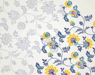 Obraz premium Colorful paisley floral pattern , textile swatch , India 