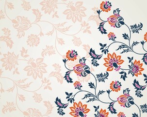 Colorful paisley floral pattern , textile swatch , India	